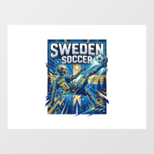 Sweden Soccer Skeleton Striker Nations Poster Styl