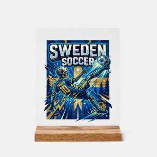 Sweden Soccer Skeleton Striker Nations Poster Styl