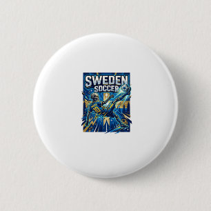 Sweden Soccer Skeleton Striker Nations Poster Styl 6 Cm Round Badge