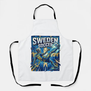 Sweden Soccer Skeleton Striker Nations Poster Styl Apron