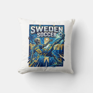 Sweden Soccer Skeleton Striker Nations Poster Styl Cushion