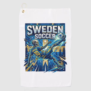 Sweden Soccer Skeleton Striker Nations Poster Styl Golf Towel