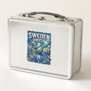 Sweden Soccer Skeleton Striker Nations Poster Styl Metal Lunch Box