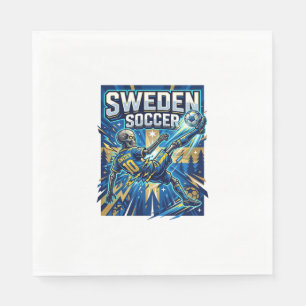 Sweden Soccer Skeleton Striker Nations Poster Styl Napkin