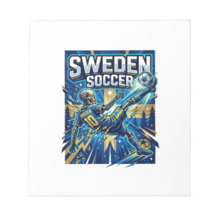 Sweden Soccer Skeleton Striker Nations Poster Styl Notepad