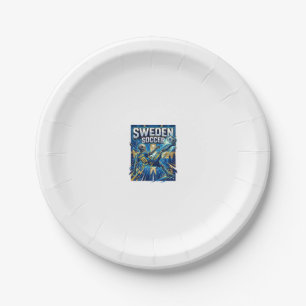 Sweden Soccer Skeleton Striker Nations Poster Styl Paper Plate