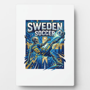 Sweden Soccer Skeleton Striker Nations Poster Styl Plaque