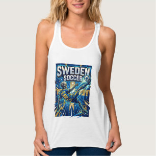 Sweden Soccer Skeleton Striker Nations Poster Styl Singlet