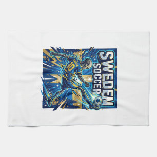 Sweden Soccer Skeleton Striker Nations Poster Styl Tea Towel