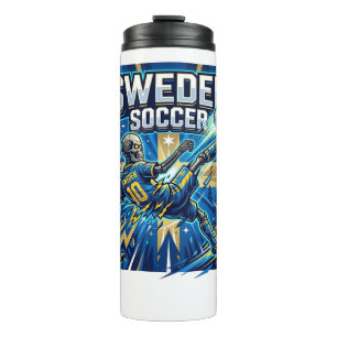 Sweden Soccer Skeleton Striker Nations Poster Styl Thermal Tumbler