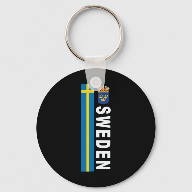 Sweden Soccer-style Swedish Flag Design  Key Ring (Front)