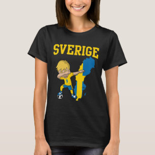 Sweden Soccer Sverige Flag Dabbing Footll Kids Boy T-Shirt