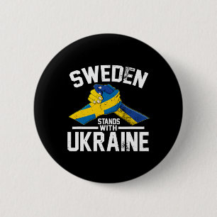Sweden Stands With Ukraine Ukrainian Swedish Flag  6 Cm Round Badge