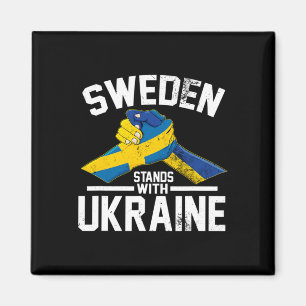 Sweden Stands With Ukraine Ukrainian Swedish Flag Magnet