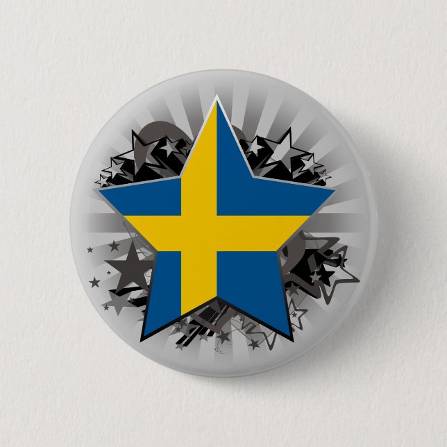 Sweden Star 6 Cm Round Badge (Front)