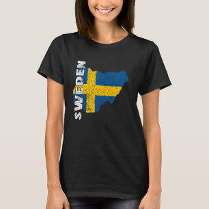 Sweden Sverige Map Vintage Swedish Flag Swedish Pr T-Shirt