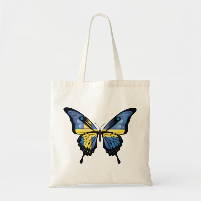 Sweden Swallowtail Butterfly Flag Tote Bag (Front)