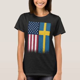 Sweden  Swedish American Flags Proud USA Sweden T-Shirt