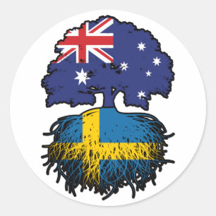 Sweden Swedish Australian Australia Tree Roots Classic Round Sticker