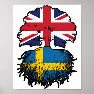 Sweden Swedish British UK United Kingdom Britain Poster