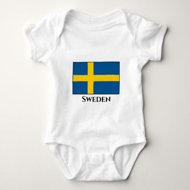 Sweden (Swedish) Flag Baby Bodysuit (Front)