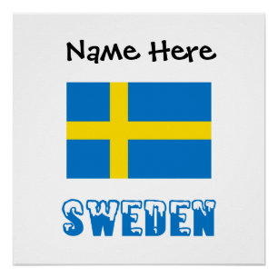 Sweden Swedish Flag Black Personalisation  Poster