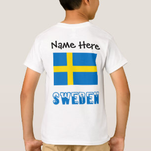 Sweden Swedish Flag Black Personalisation T-Shirt