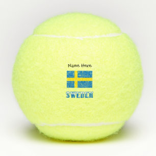 Sweden Swedish Flag Black Personalisation Tennis Balls