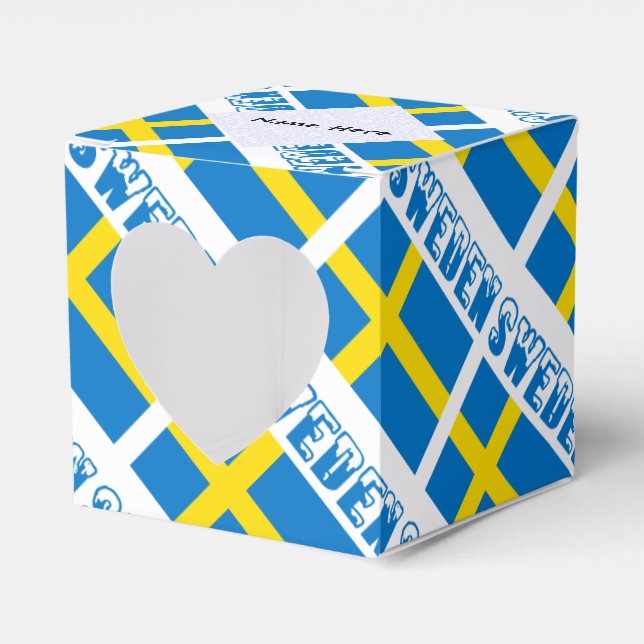 Sweden Swedish Flag Black Tiled Personalisation  Favour Box (Front Side)
