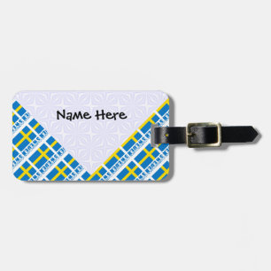Sweden Swedish Flag Black Tiled Personalisation Luggage Tag