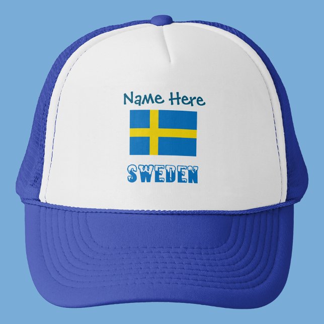 Sweden Swedish Flag Blue Personalised  Trucker Hat (Creator Uploaded)