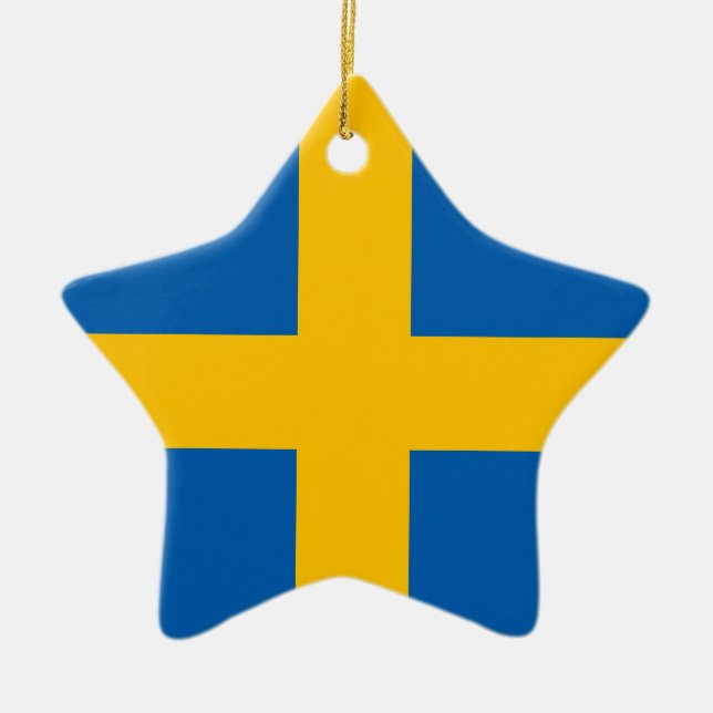 Sweden - Swedish Flag Ceramic Tree Decoration (Front)