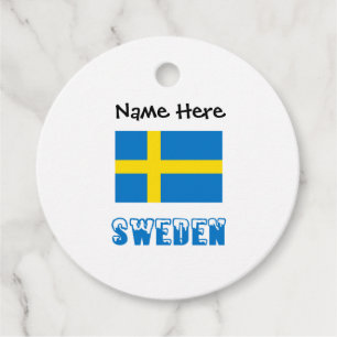 Sweden Swedish Flag Personalised Name Favour Tags