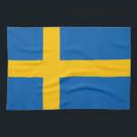 Sweden - Swedish Flag Tea Towel<br><div class="desc">Swedish flag in blue and yellow. The Swedish national flag is a Nordic cross flag with ablue background and yellow cross. It was adopted in 1906, and has a 5:8 ratio. Note that any distortion in the preview image is caused by compression artefacts, and won't be printed. You can personalise...</div>