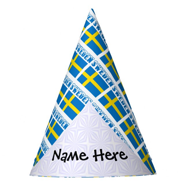 Sweden Swedish Flag Tiled Personalised  Party Hat (Front)