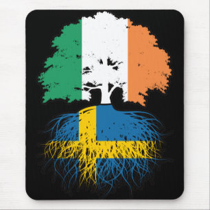 Sweden Swedish Irish Ireland Tree Roots Flag Mouse Pad