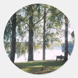 Sweden: Swedish Summer landscape Classic Round Sticker