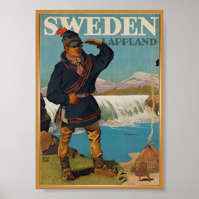 Sweden travel vintage poster (Front)
