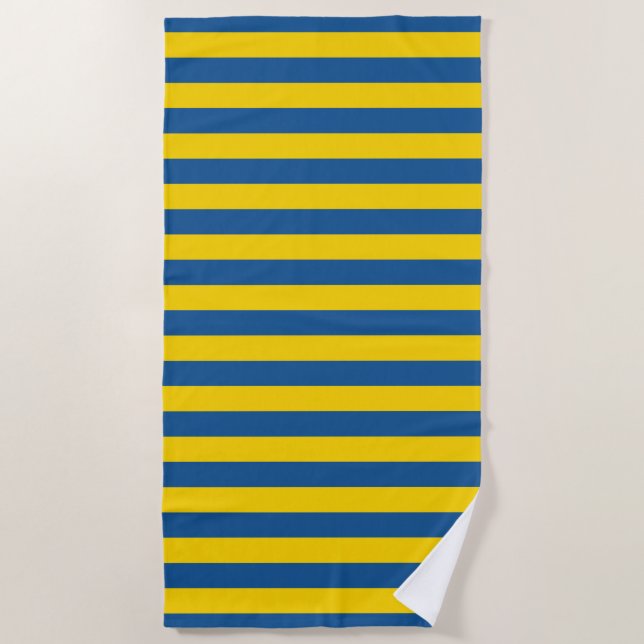 Sweden Ukraine flag stripes lines pattern blue yel Beach Towel (Front)