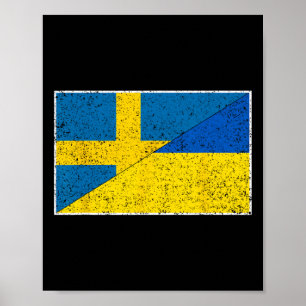Sweden Ukraine Flag Swedish Ukrainian Nationality  Poster