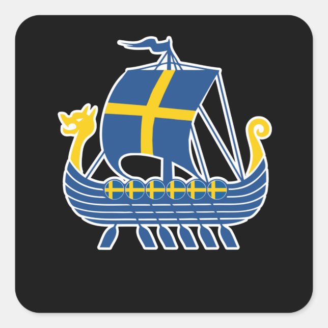 Sweden Viking Ship Gift Valhalla Swedish Viking Square Sticker (Front)