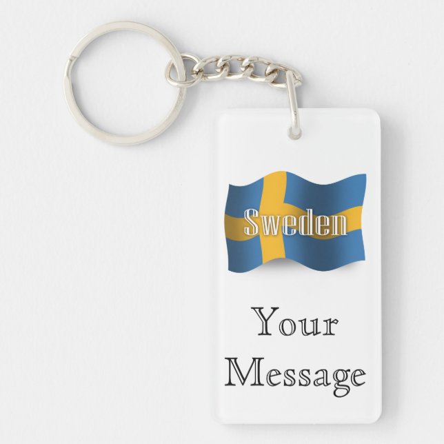 Sweden Waving Flag Key Ring (Front)