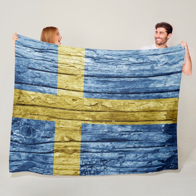 Sweden wood flag fleece blanket (In Situ)