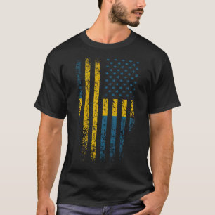 Swedish American Flag Grunge T-Shirt