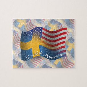 Swedish-American Waving Flag Jigsaw Puzzle