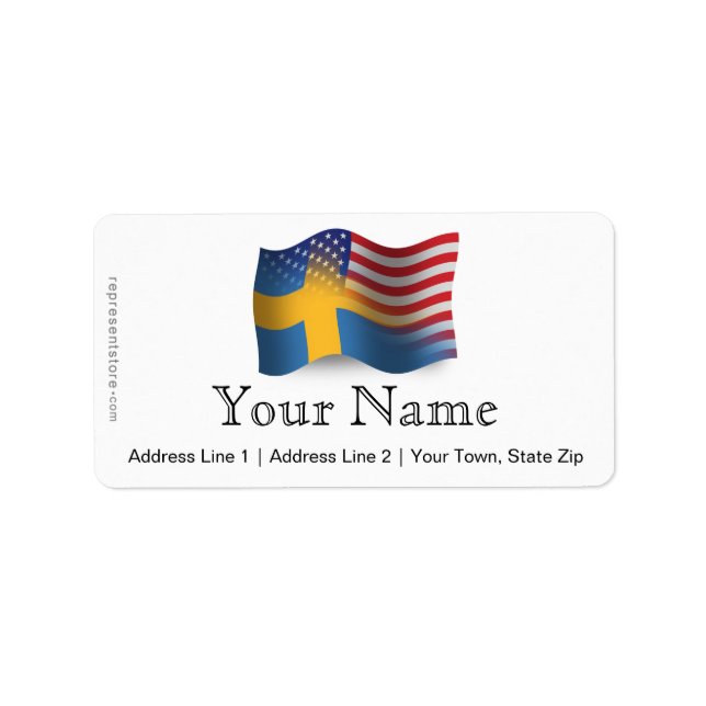 Swedish-American Waving Flag Label (Front)