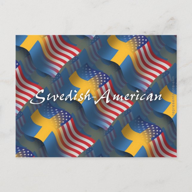 Swedish-American Waving Flag Postcard (Front)