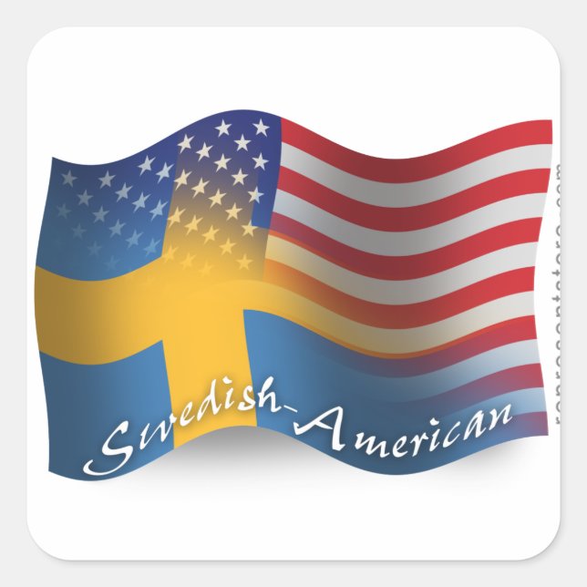 Swedish-American Waving Flag Square Sticker (Front)