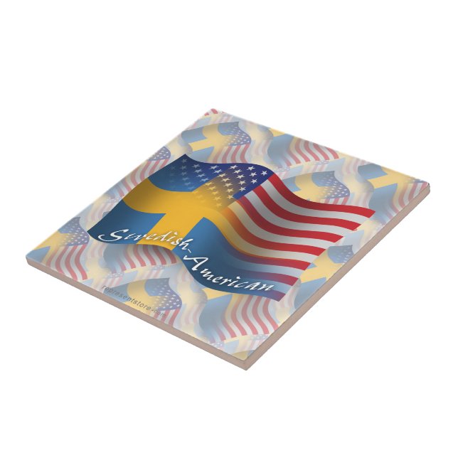 Swedish-American Waving Flag Tile (Side)