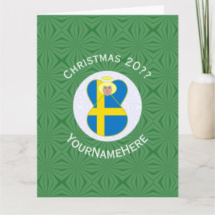 Swedish Angel Christmas Flag Personalised  Card
